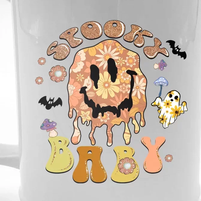 Groovy Spooky Babe Vibes Retro Floral Ghost Hippie Halloween Girls Gift Front & Back Beer Stein