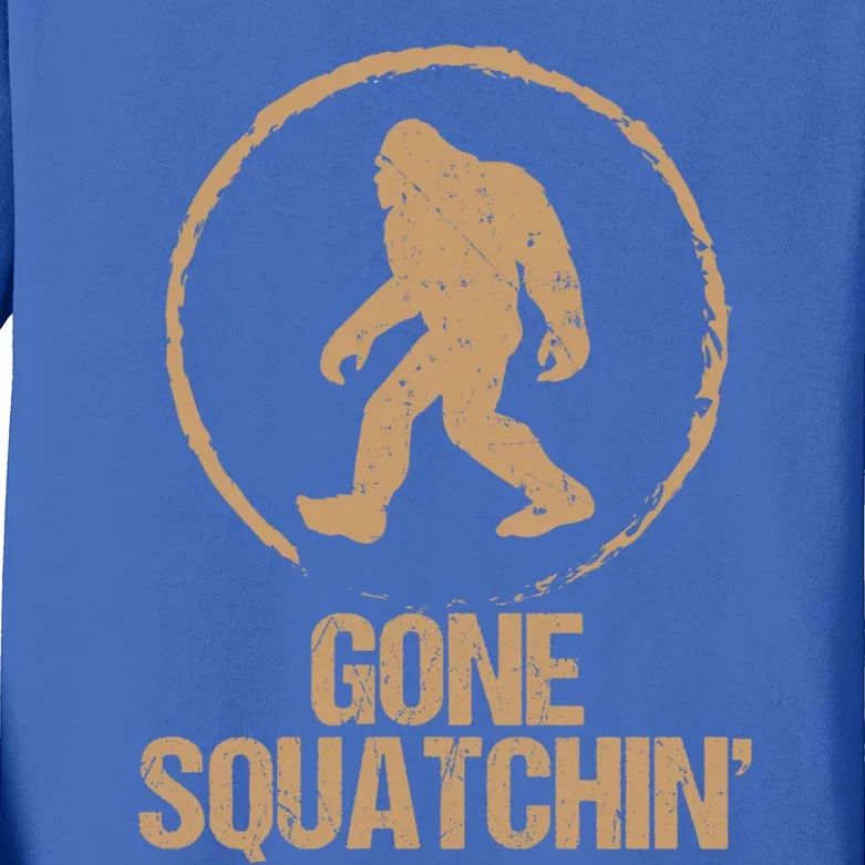 Gone Squatchin: Bigfoot Hunter Gone Squatching Sasquatch Funny Gift Kids Long Sleeve Shirt