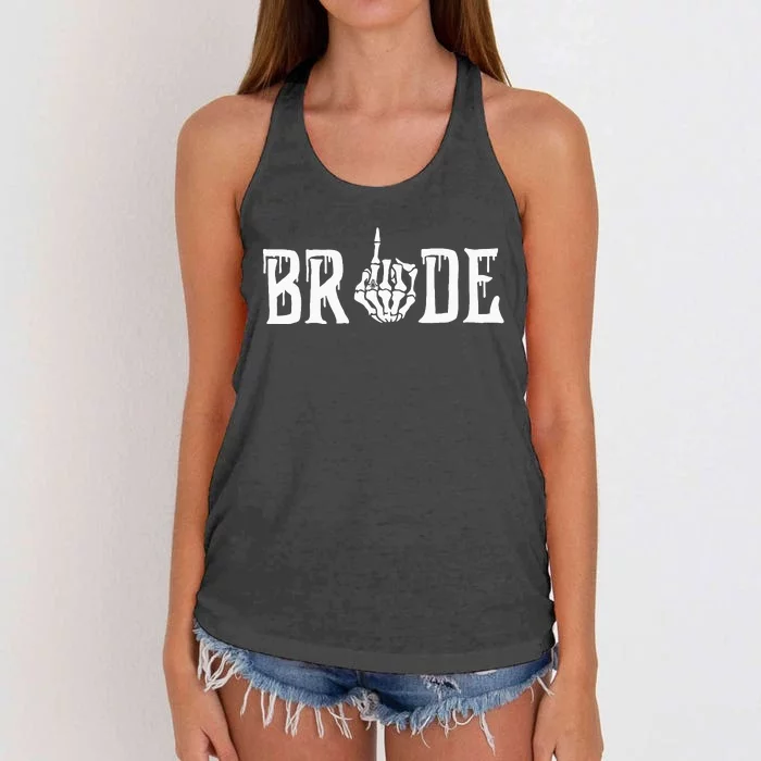 Gothic Skeleton Bride Wedding Just Married Spooky Halloween Women's Knotted Racerback Tank