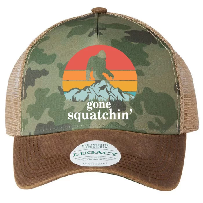 Gone Squatchin Bigfoot Mountain Retro Style Gift Legacy Tie Dye Trucker Hat