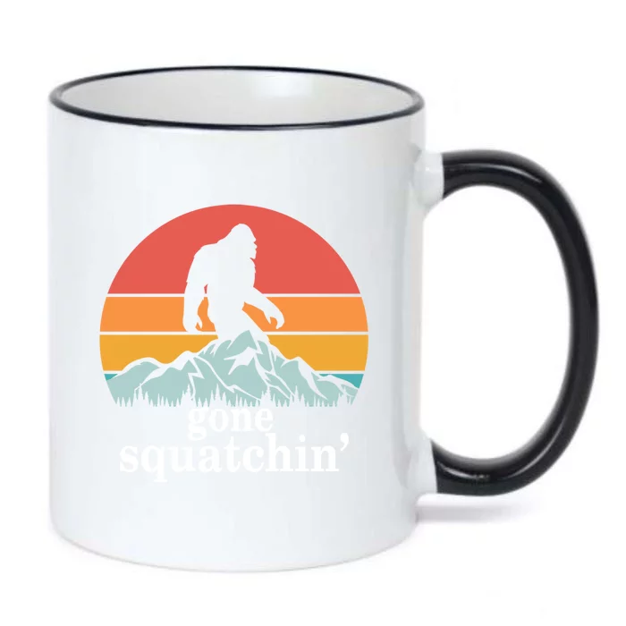 Gone Squatchin Bigfoot Mountain Retro Style Gift Black Color Changing Mug