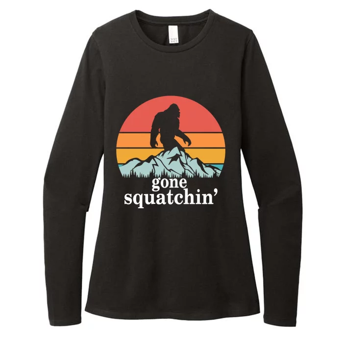 Gone Squatchin Bigfoot Mountain Retro Style Gift Womens CVC Long Sleeve Shirt