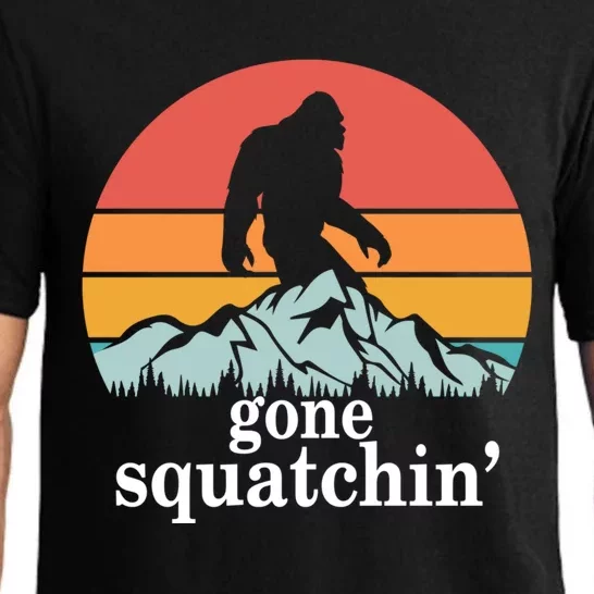 Gone Squatchin Bigfoot Mountain Retro Style Gift Pajama Set