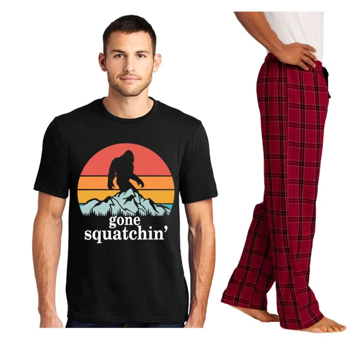 Gone Squatchin Bigfoot Mountain Retro Style Gift Pajama Set