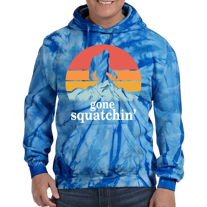 Gone Squatchin Bigfoot Mountain Retro Style Gift Tie Dye Hoodie