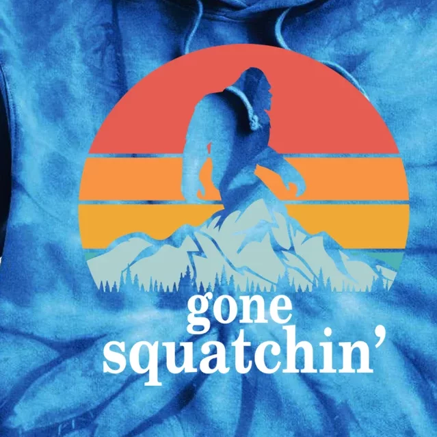 Gone Squatchin Bigfoot Mountain Retro Style Gift Tie Dye Hoodie