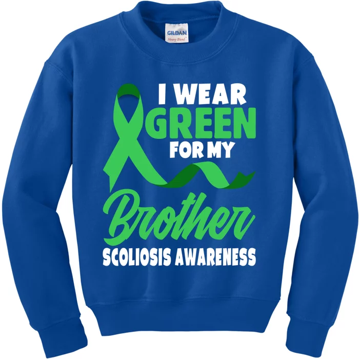 Green Scoliosis Brother Design Warrior Scoliosis Awareness Great Gift Kids Sweatshirt