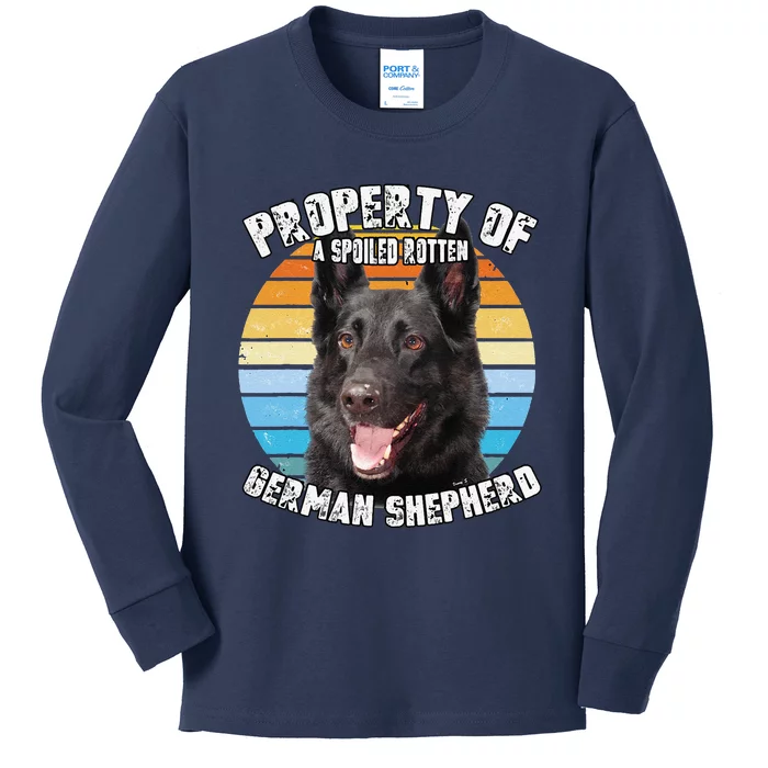 German Shepherd Black Owner Lover Retro Vintage Cute Dog Kids Long Sleeve Shirt