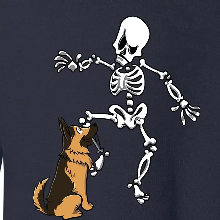 German Shepherd Biting Skeleton Leg Halloween Toddler Sweatshirt