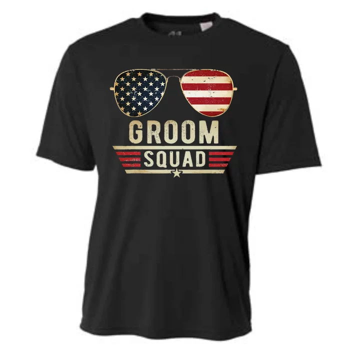 Groom Squad Bachelor Party Groomsmen Wedding USA Sunglasses Cooling Performance Crew T-Shirt