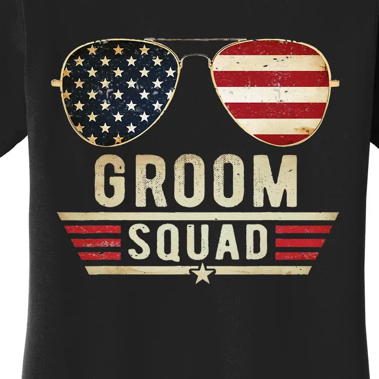 Groom Squad Bachelor Party Groomsmen Wedding USA Sunglasses Women's T-Shirt