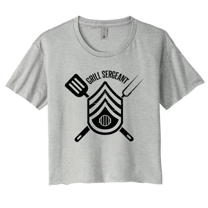 Grill Sergeant Bbq Steak Meat Lovers Chef Dads Gift Women's Crop Top Tee