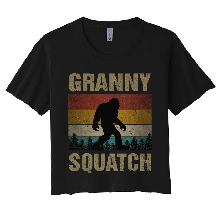 Granny Squatch Bigfoot Granny Sasquatch Yeti Family Matching Women's Crop Top Tee