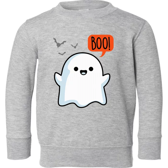 Ghost Saying Boo Spooky Halloween Toddler Sweatshirt