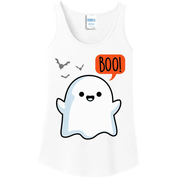 Ghost Saying Boo Spooky Halloween Ladies Essential Tank