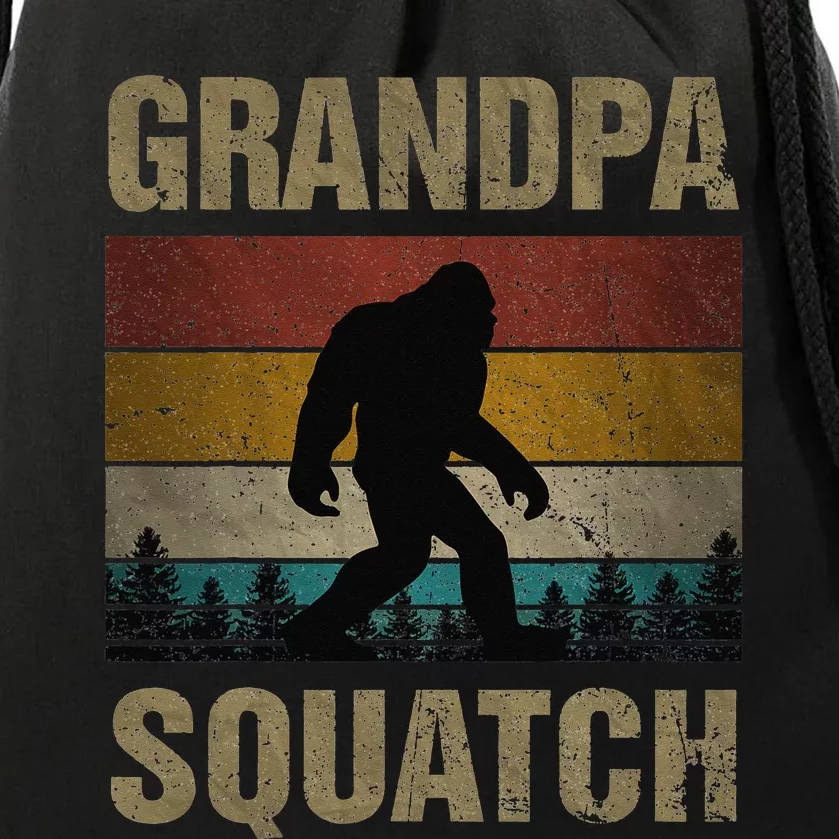 Grandpa Squatch Bigfoot Grandpa Sasquatch Yeti Family Drawstring Bag