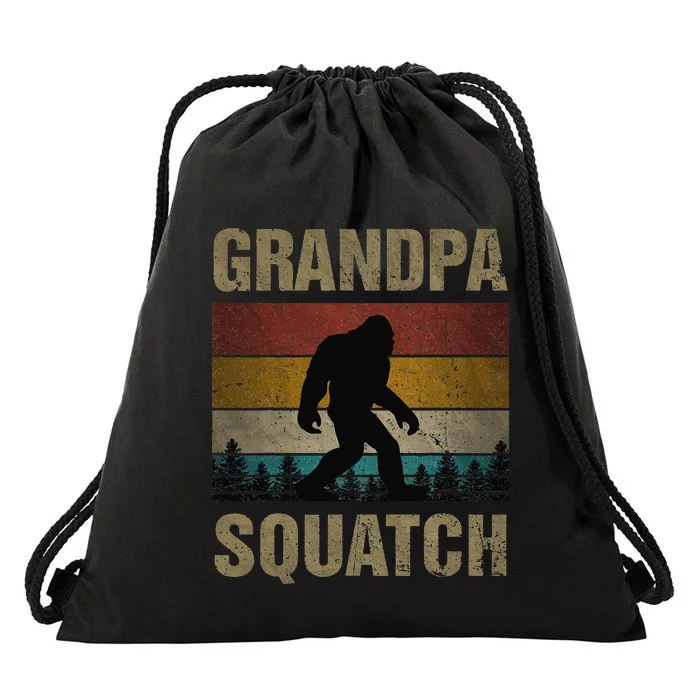 Grandpa Squatch Bigfoot Grandpa Sasquatch Yeti Family Drawstring Bag