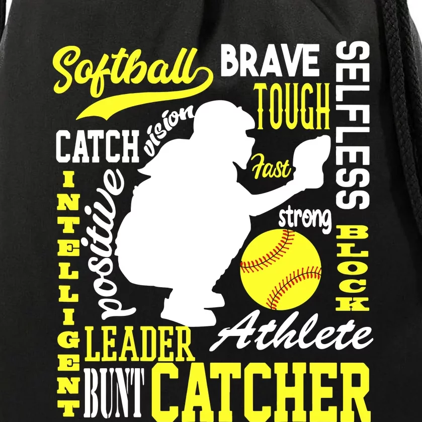 Girl Softball Catcher Great For Teens Traits Of A Catcher Drawstring Bag