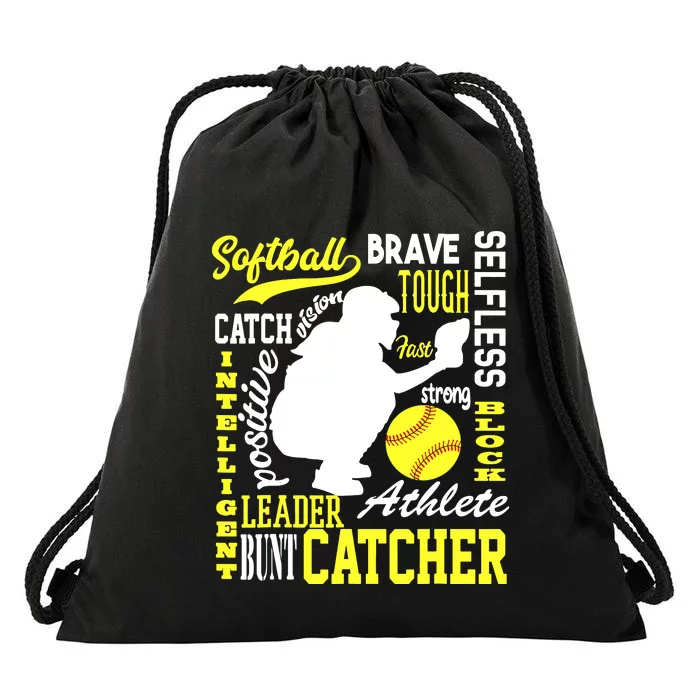 Girl Softball Catcher Great For Teens Traits Of A Catcher Drawstring Bag