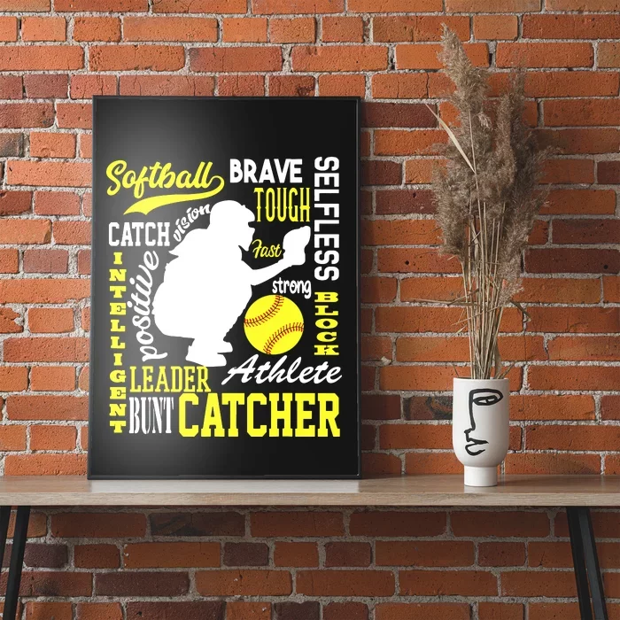 Girl Softball Catcher Great For Teens Traits Of A Catcher Poster