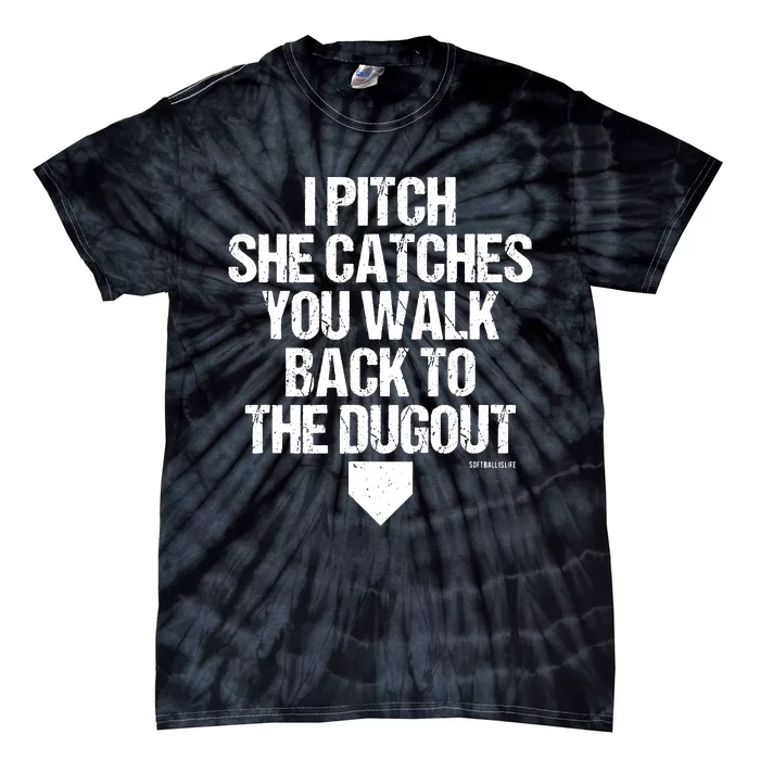 Girl Softball Catcher Pitcher Funny Tie-Dye T-Shirt