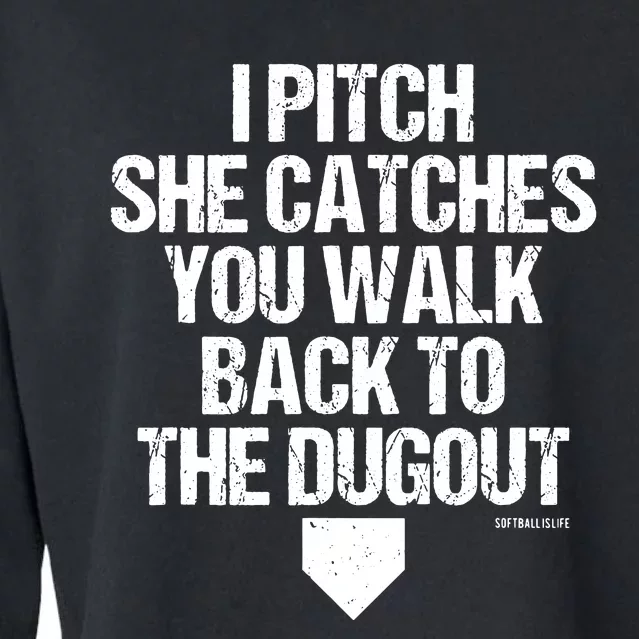 Girl Softball Catcher Pitcher Funny Cropped Pullover Crew