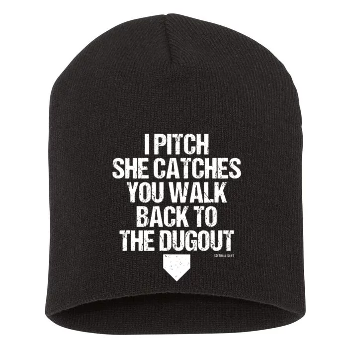 Girl Softball Catcher Pitcher Funny Short Acrylic Beanie