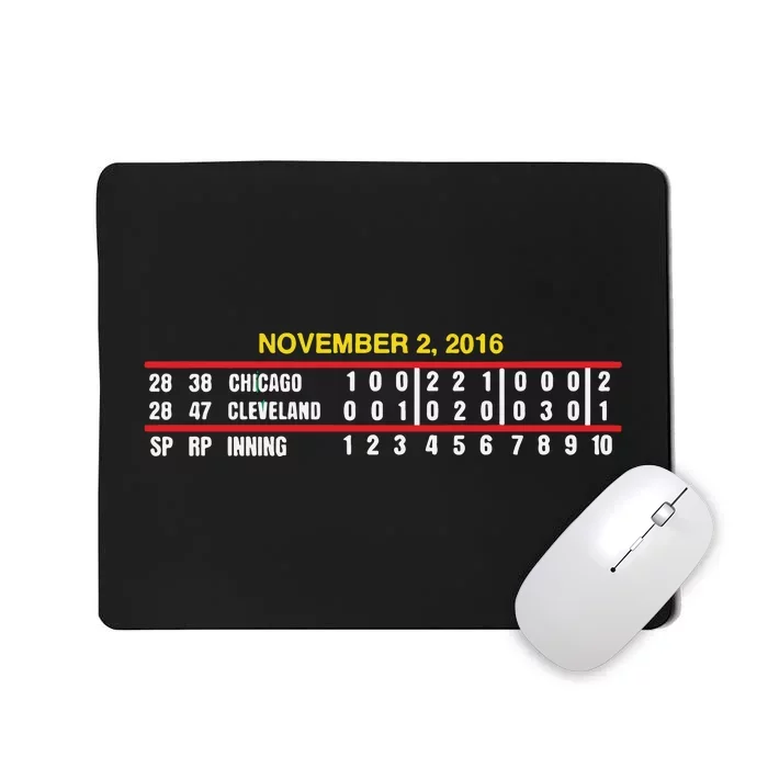 Game Scoreboard Chicago Cleveland And Inning November 2 2016 Mousepad