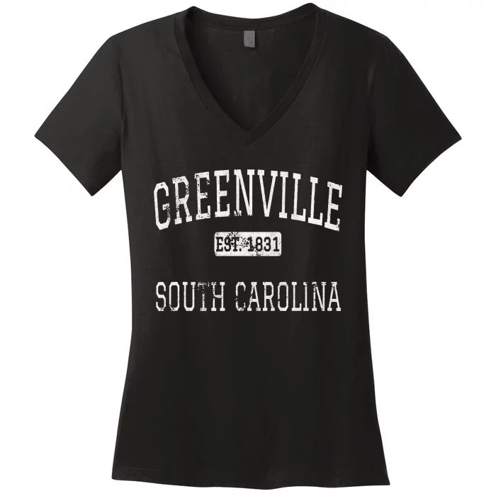 Greenville South Carolina SC Vintage sport Women's V-Neck T-Shirt