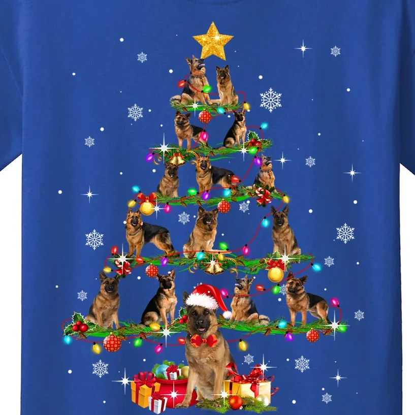 Ger Shepherd Christmas Tree XMas Dog Lover Gift Kids T-Shirt