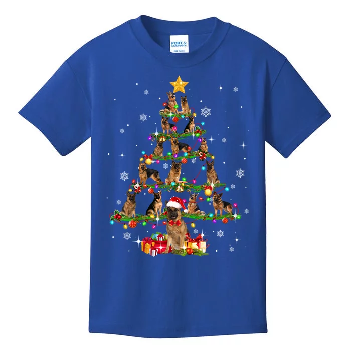 Ger Shepherd Christmas Tree XMas Dog Lover Gift Kids T-Shirt