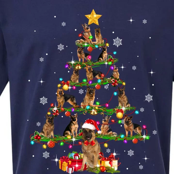 Ger Shepherd Christmas Tree XMas Dog Lover Gift Sueded Cloud Jersey T-Shirt