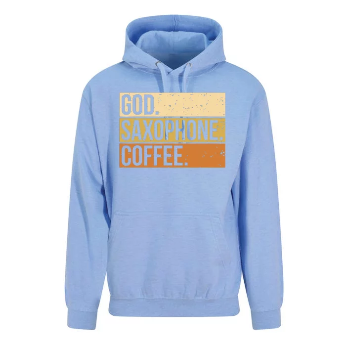 God Saxophone Coffee Saxophonist Saxist Sax Church Saxophone Unisex Surf Hoodie