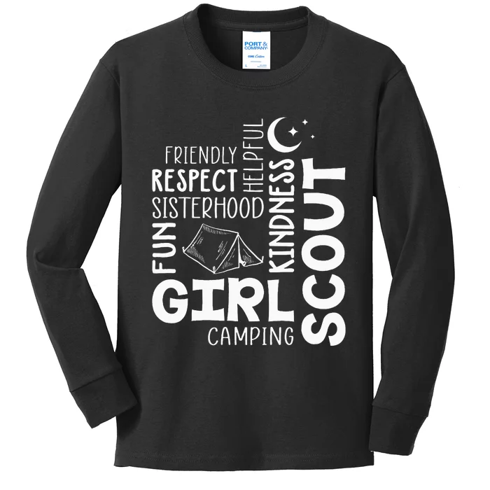 Girl Scout Camping Adventure Scout Troop Cookie Dealer Kids Long Sleeve Shirt