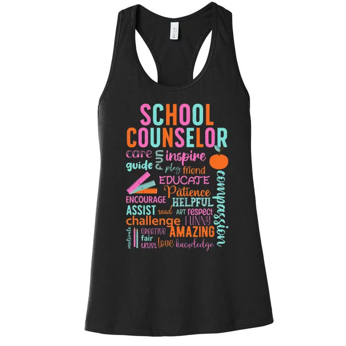 groovy School Counselor School Counseling Week Women's Racerback Tank