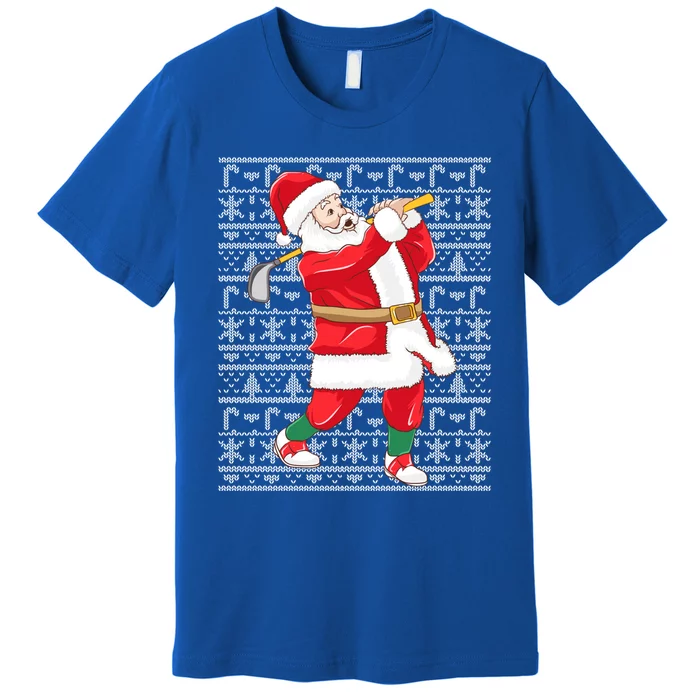 Golfing Santa Claus Golf Ugly Christmas Golfer Dad Funny Gift Premium T-Shirt