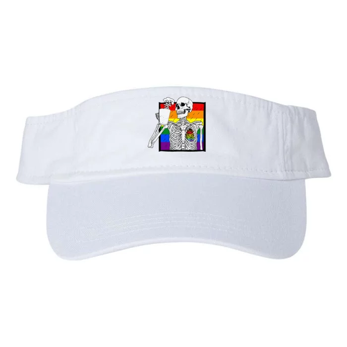 Goth Skeleton Coffee Gay Lesbian Pride Rainbow Human Heart Valucap Bio-Washed Visor