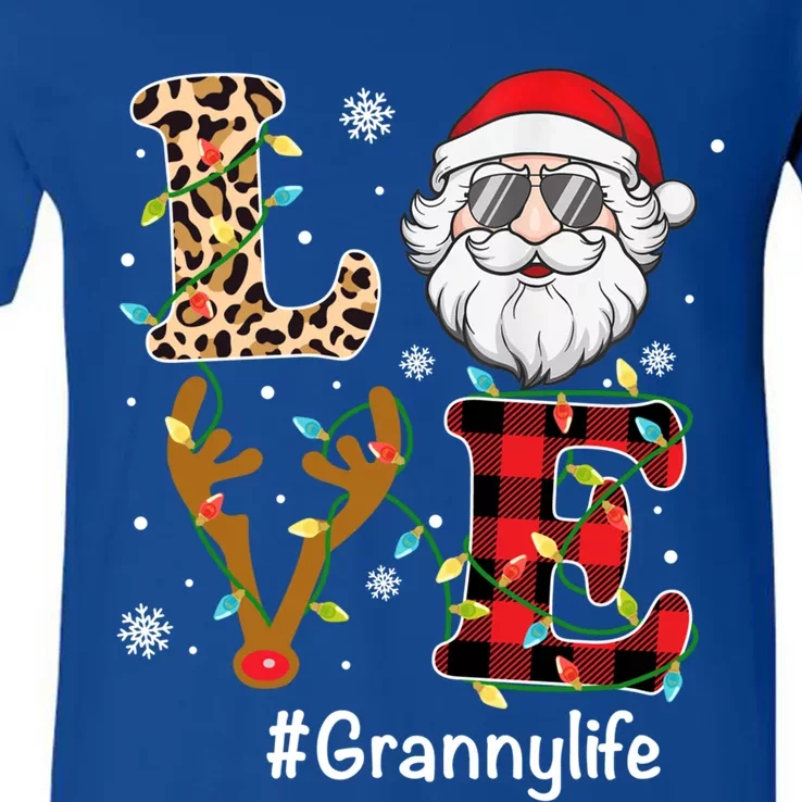 Granny Santa Christmas Family Love Granny Life Xmas Pajama Gift V-Neck T-Shirt