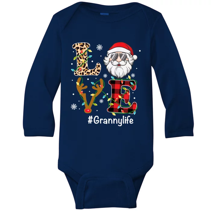 Granny Santa Christmas Family Love Granny Life Xmas Pajama Gift Baby Long Sleeve Bodysuit