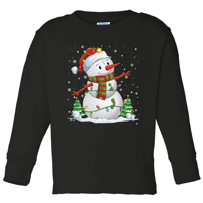 Golf Snowman Christmas Pajama Sport Ball Funny Golf Club Toddler Long Sleeve Shirt