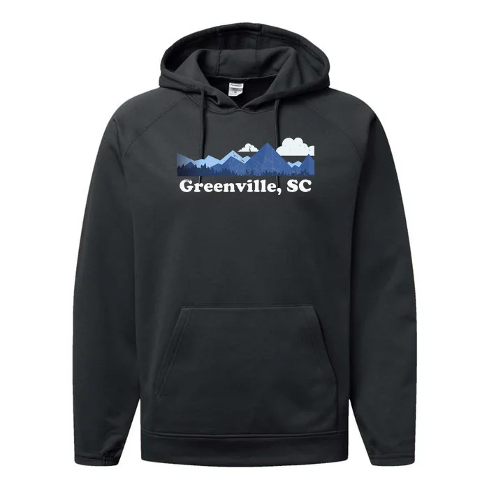 Greenville South Carolina Blue Ridge Mountains Performance Fleece Hoodie