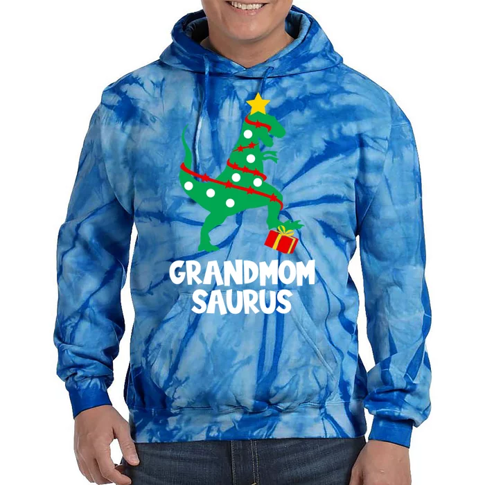 Grandmom Saurus Christmas Star Family Matching Dinosaur Gift Tie Dye Hoodie