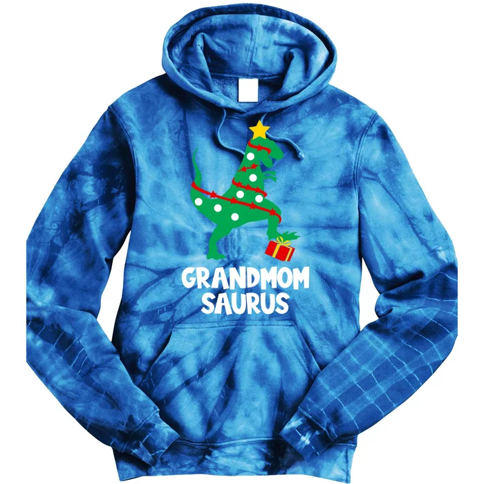 Grandmom Saurus Christmas Star Family Matching Dinosaur Gift Tie Dye Hoodie