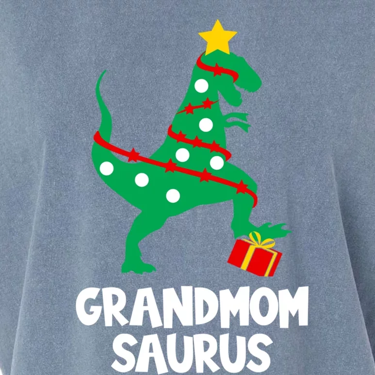 Grandmom Saurus Christmas Star Family Matching Dinosaur Gift Garment-Dyed Women's Muscle Tee