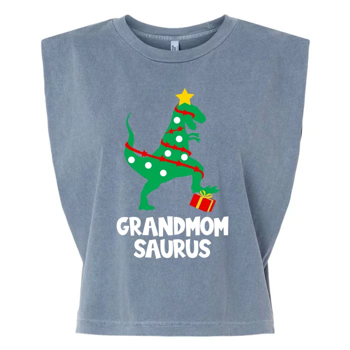 Grandmom Saurus Christmas Star Family Matching Dinosaur Gift Garment-Dyed Women's Muscle Tee