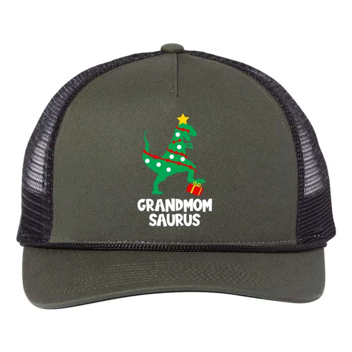 Grandmom Saurus Christmas Star Family Matching Dinosaur Gift Retro Rope Trucker Hat Cap