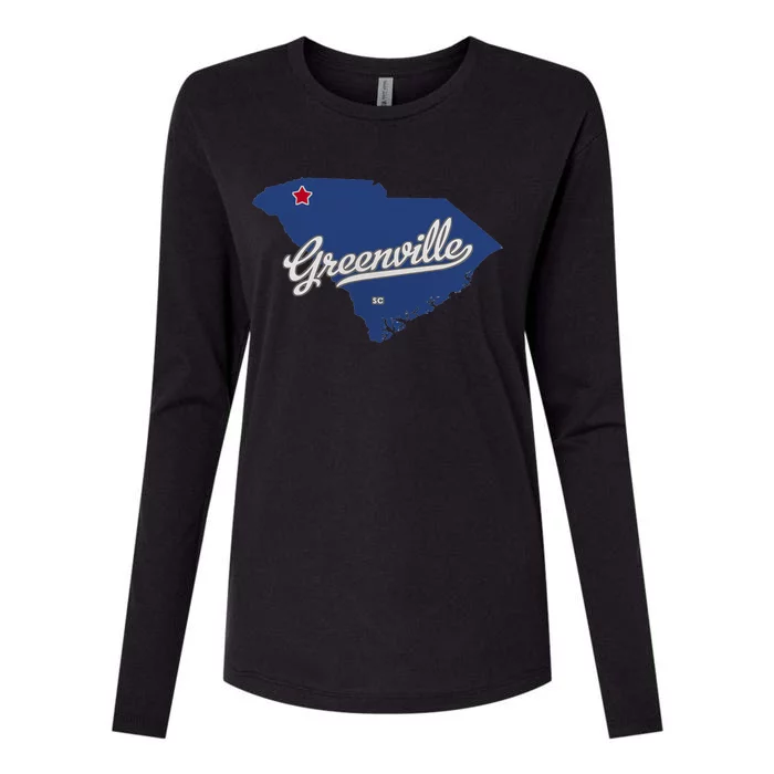 Greenville South Carolina SC Map Womens Cotton Relaxed Long Sleeve T-Shirt