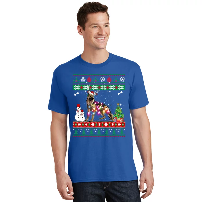 Ger Shepherd Christmas Lights Funny Xmas Dog Gift T-Shirt