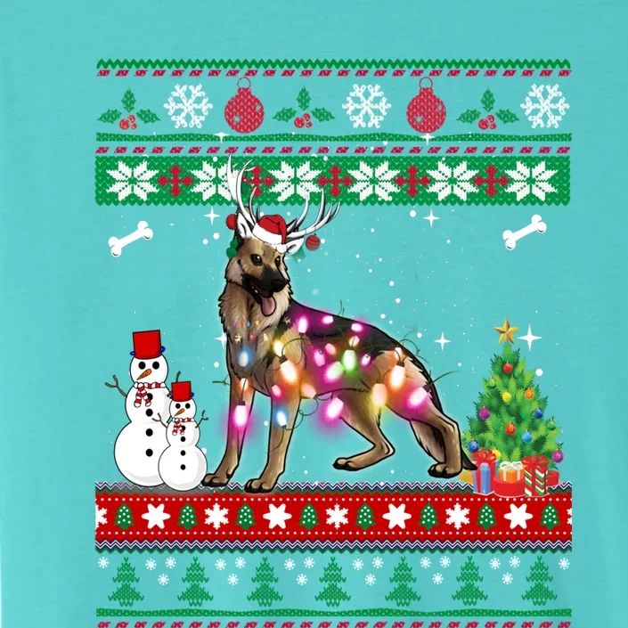 Ger Shepherd Christmas Lights Funny Xmas Dog Gift ChromaSoft Performance T-Shirt