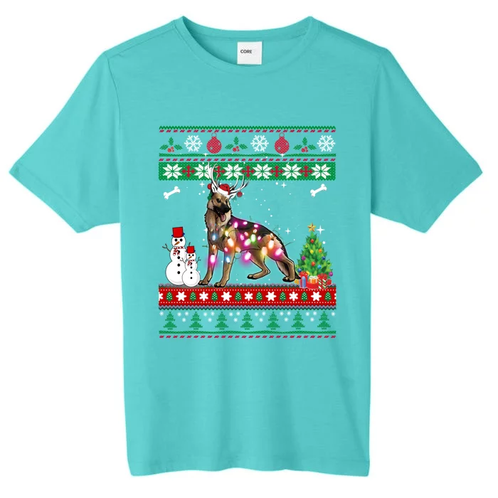 Ger Shepherd Christmas Lights Funny Xmas Dog Gift ChromaSoft Performance T-Shirt